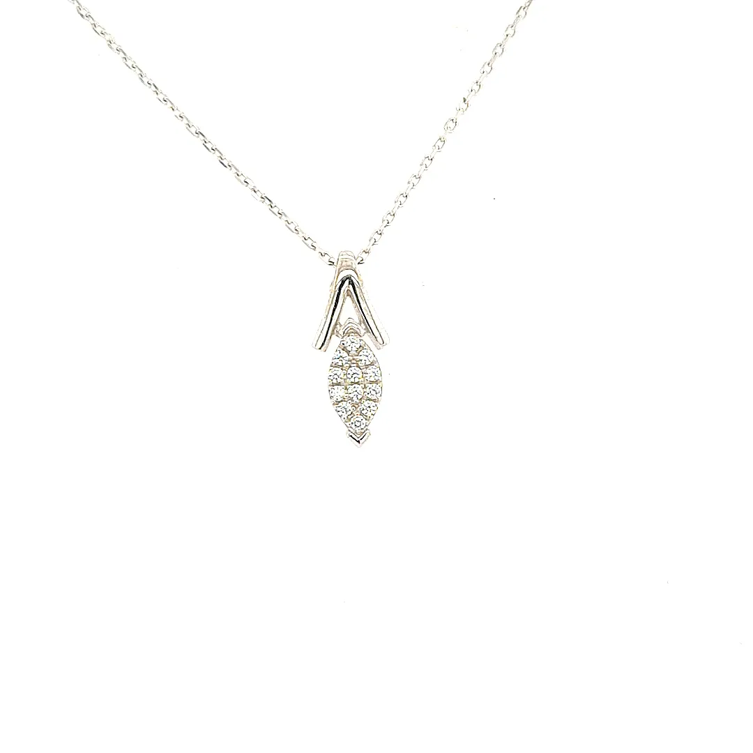 9ct White Gold Drop Cz Pendant 9668