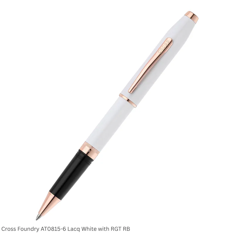 Cross Foundry Pearl White Lacquer With Rose Gold Appointments Rollerball Pen