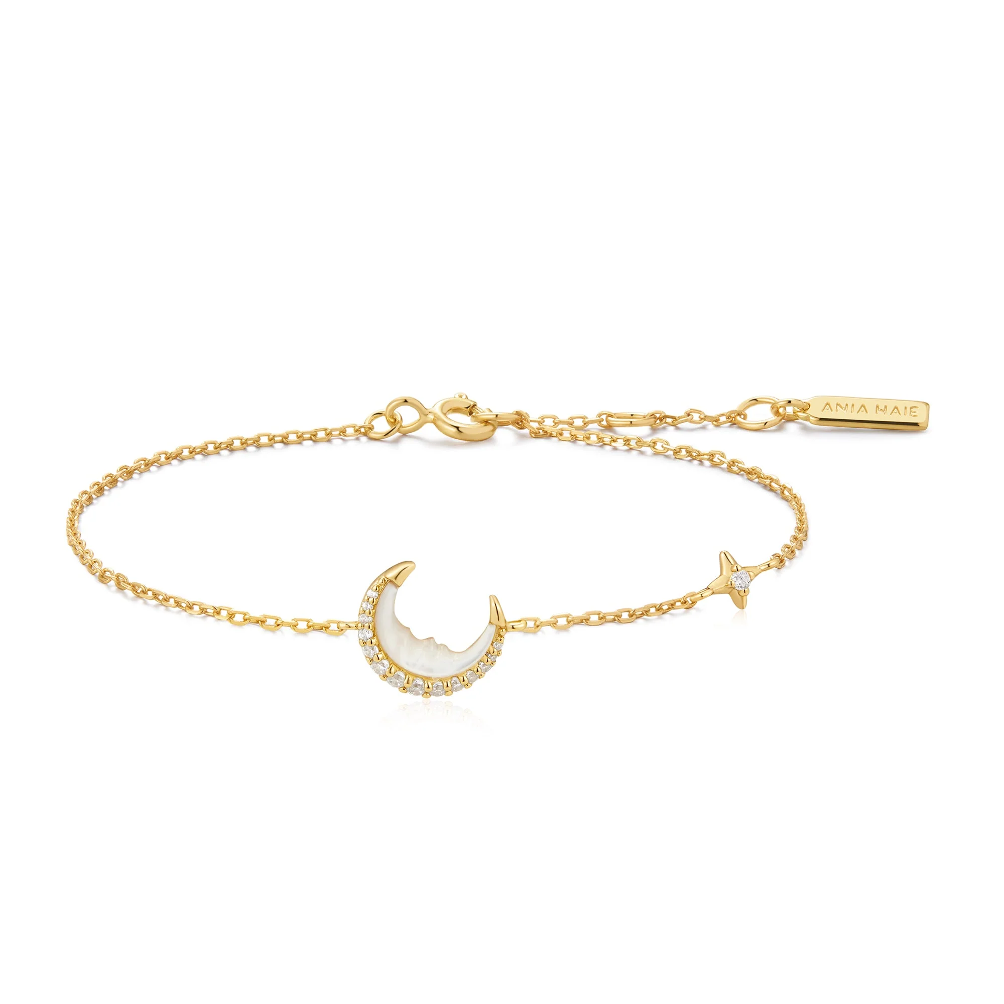 Ania Haie Gold Mother-of-pearl Crescent Moon Bracelet 