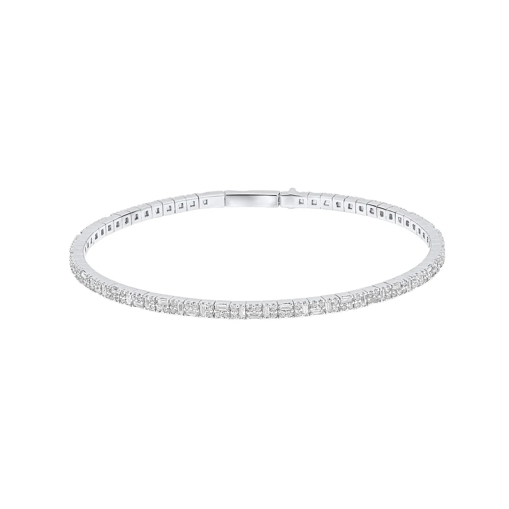 Diamonfire Sterling Silver Flexi Cz Bangle 