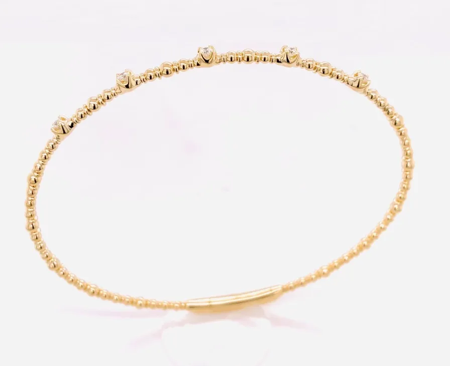 14ct Yellow Gold  Flexibile Diamond Bangle 19890