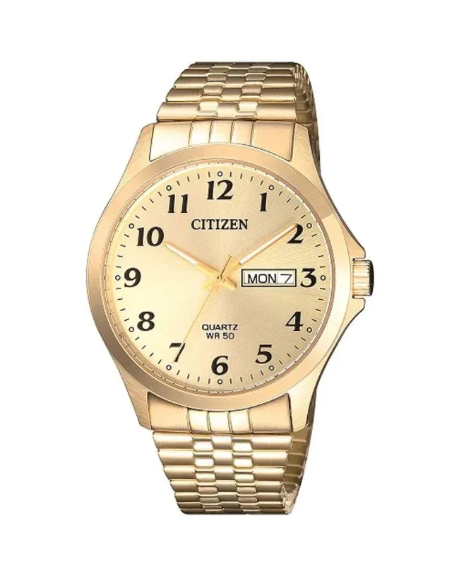 Citizen Quartz Gold Plated Day Date Expander Bf5002-99p