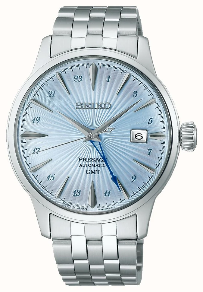 Seiko Presage Cocktail Time Skydiving Gmt Light Blue Dial Ssk037j1