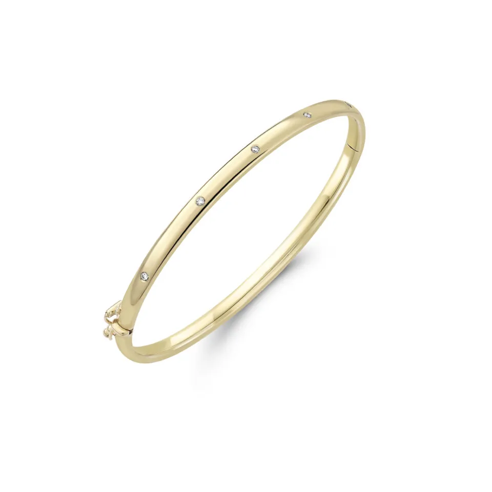 9ct Yellow Gold Diamond Bangle