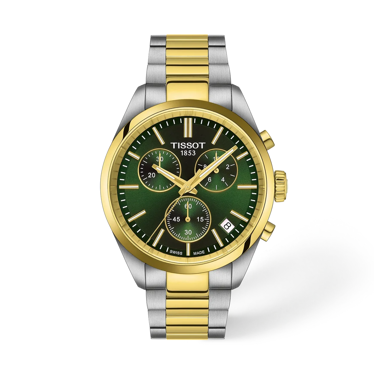 Tissot Pr 100 40mm Green Dial Two Tone Chronograph T1504172209100