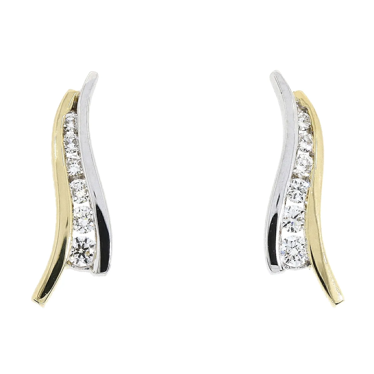 18ct Two Tone Diamond Stud Earrings 17455