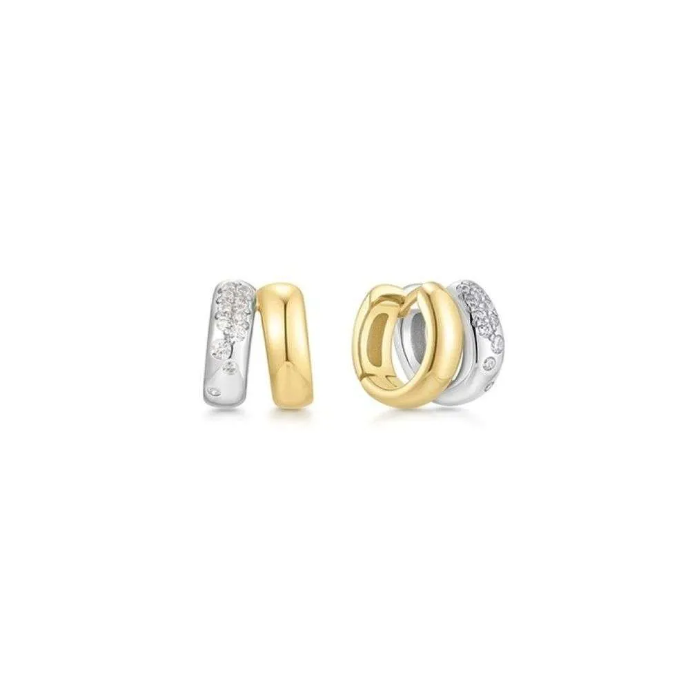 Ania Haie Two-tone Sparkling Duet Mixed Huggie Hoop Earrings 