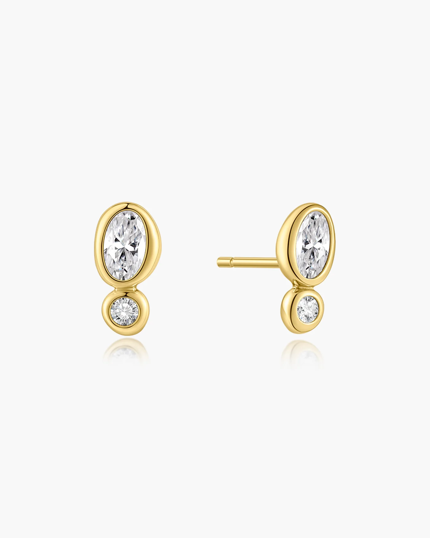 Ania Haie Gold Bezel Organic Pebble & Round Stud Earrings