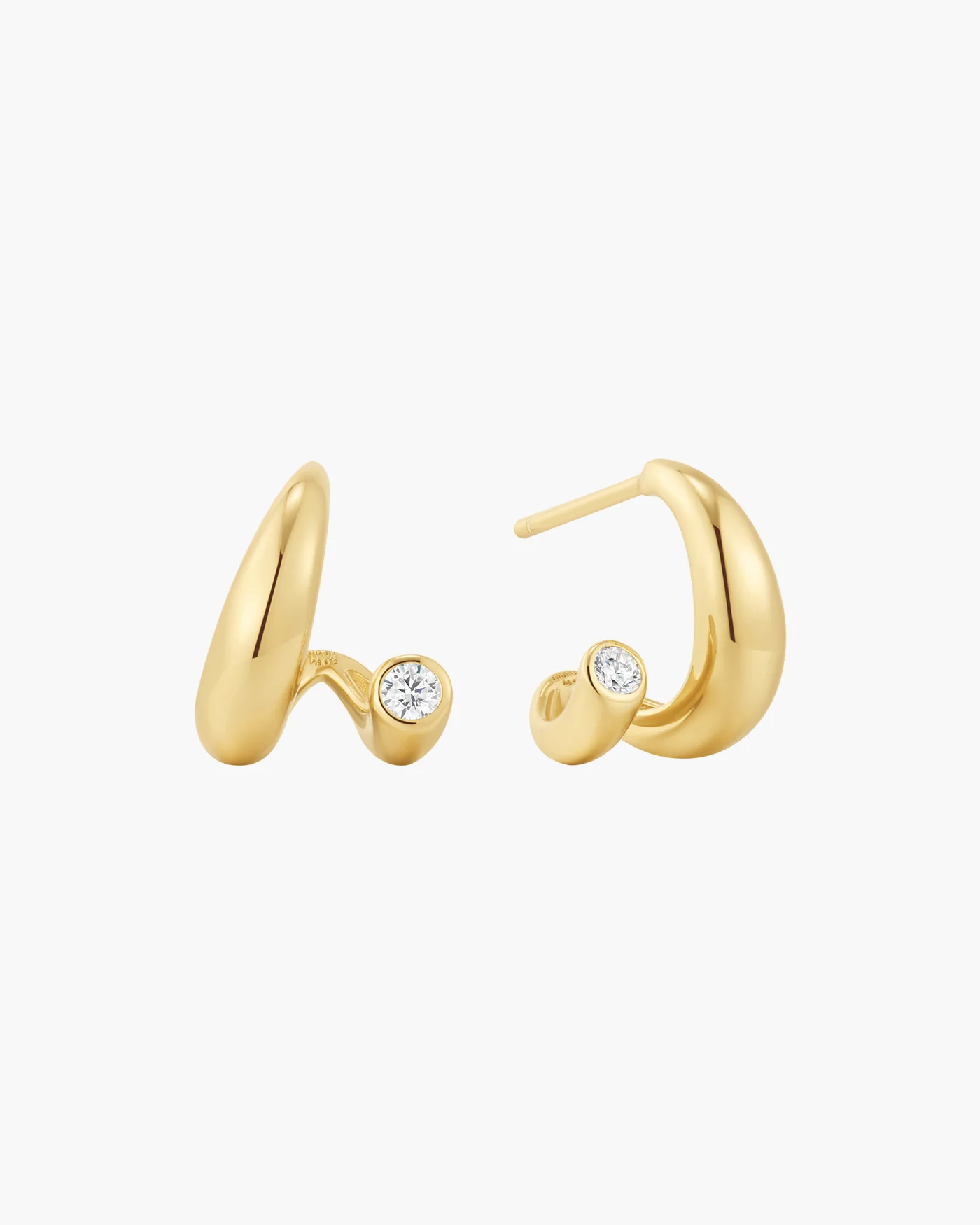 Ania Haie Gold Spiral Bezel-end Stud Hoop Earrings