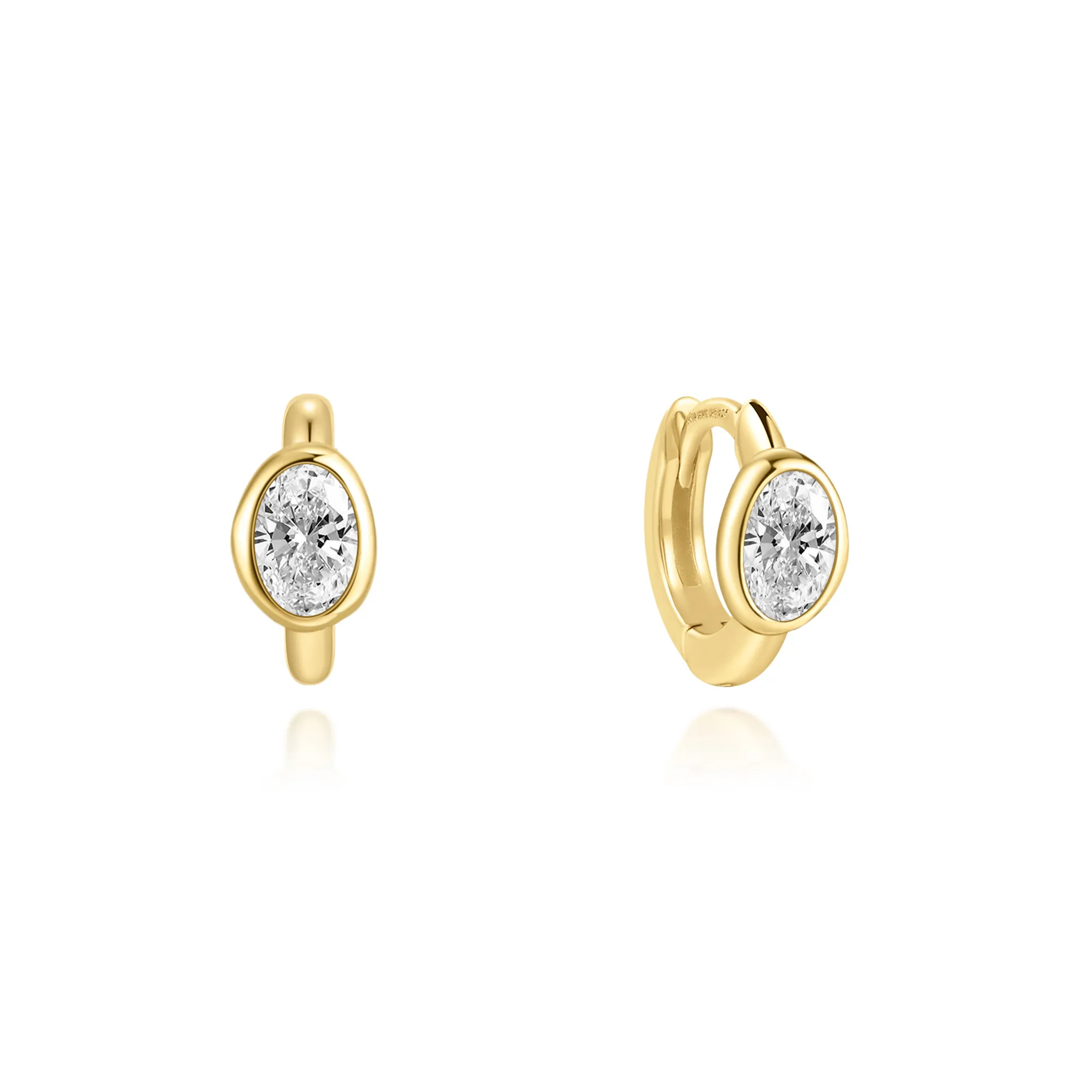 Ania Haie Gold Bezel Organic Pebble Huggie Hoop Earrings