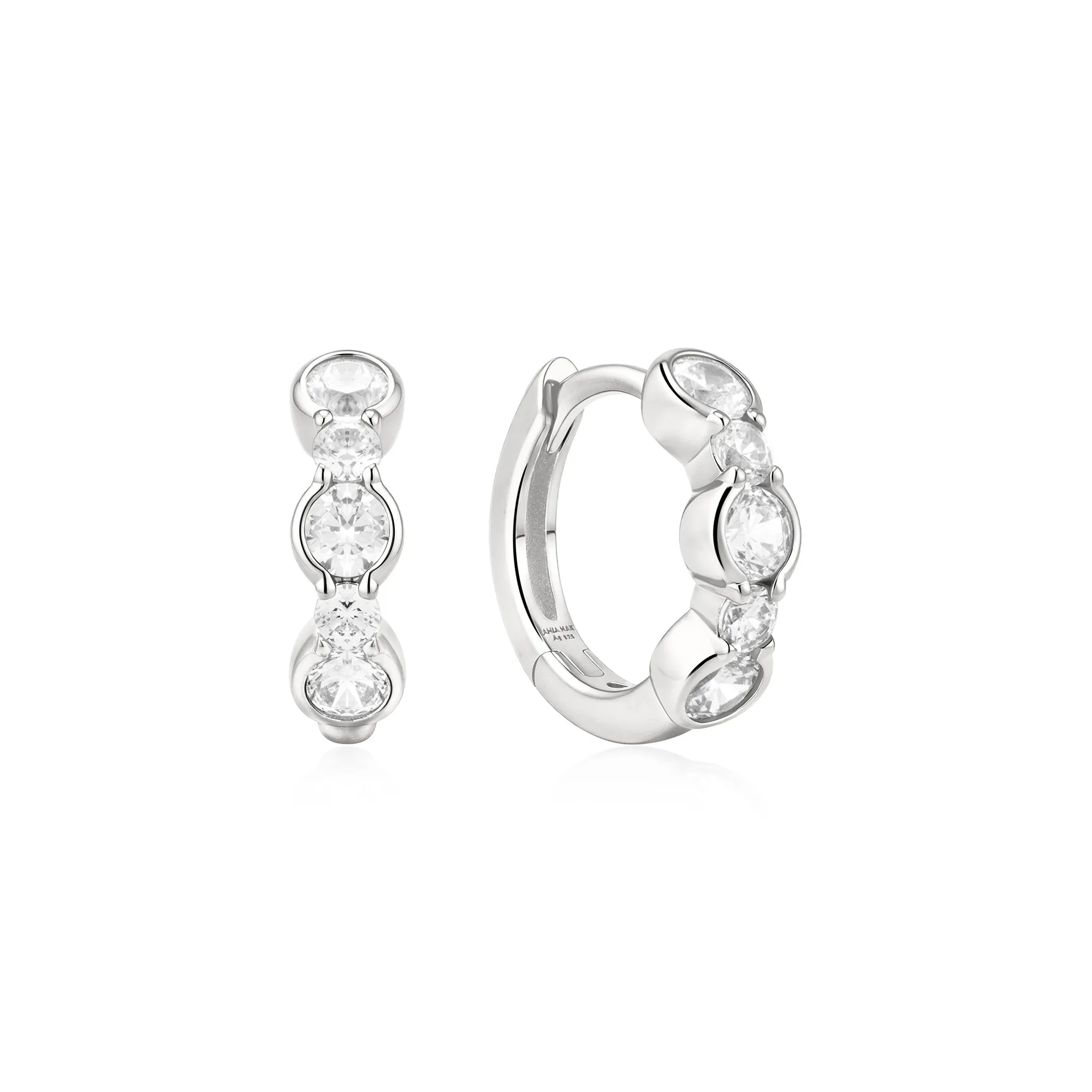 Ania Haie Gold Alternating Half-bezel Huggie Hoop Earrings 