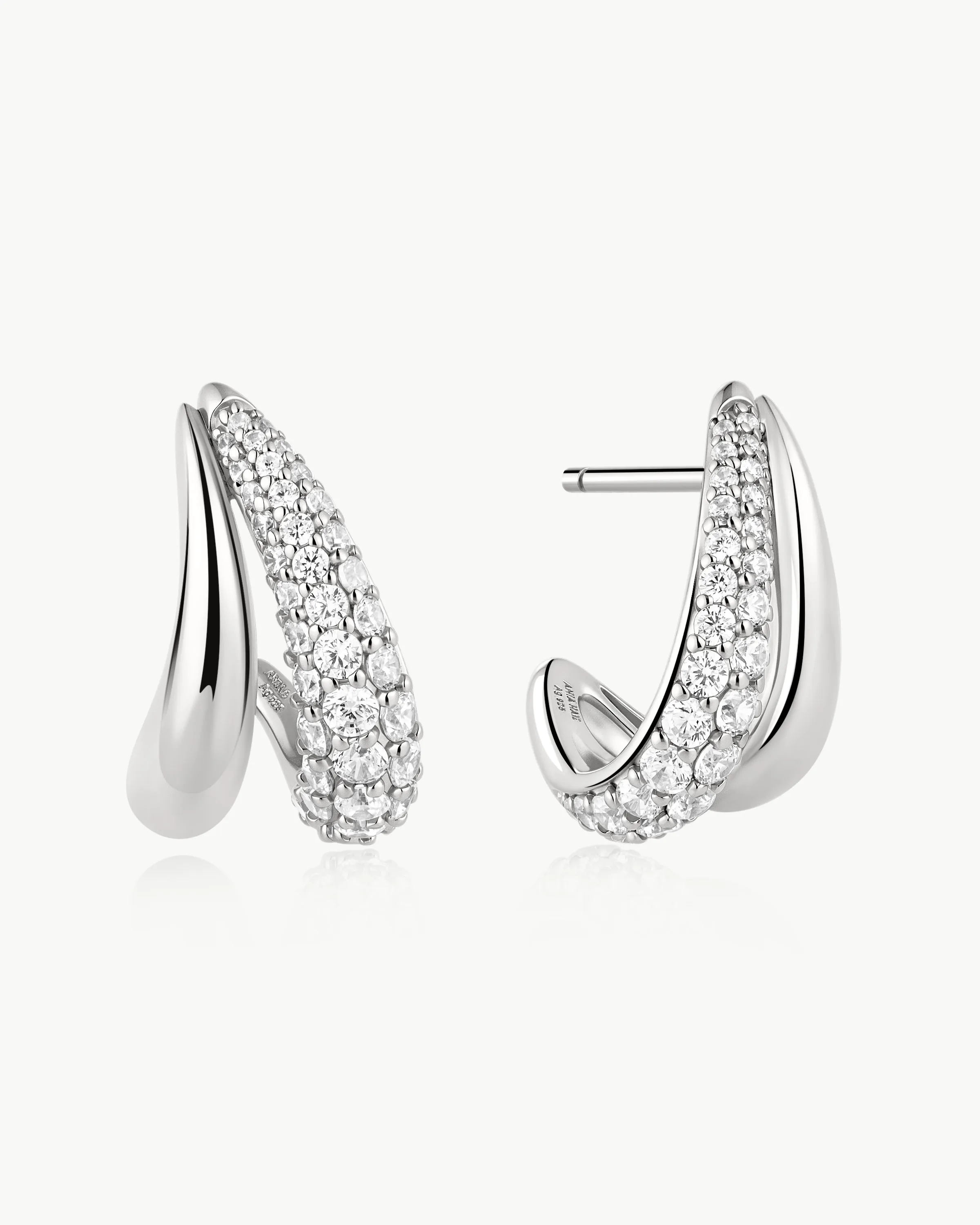 Ania Haie Silver Duet Stud Hoop Earrings