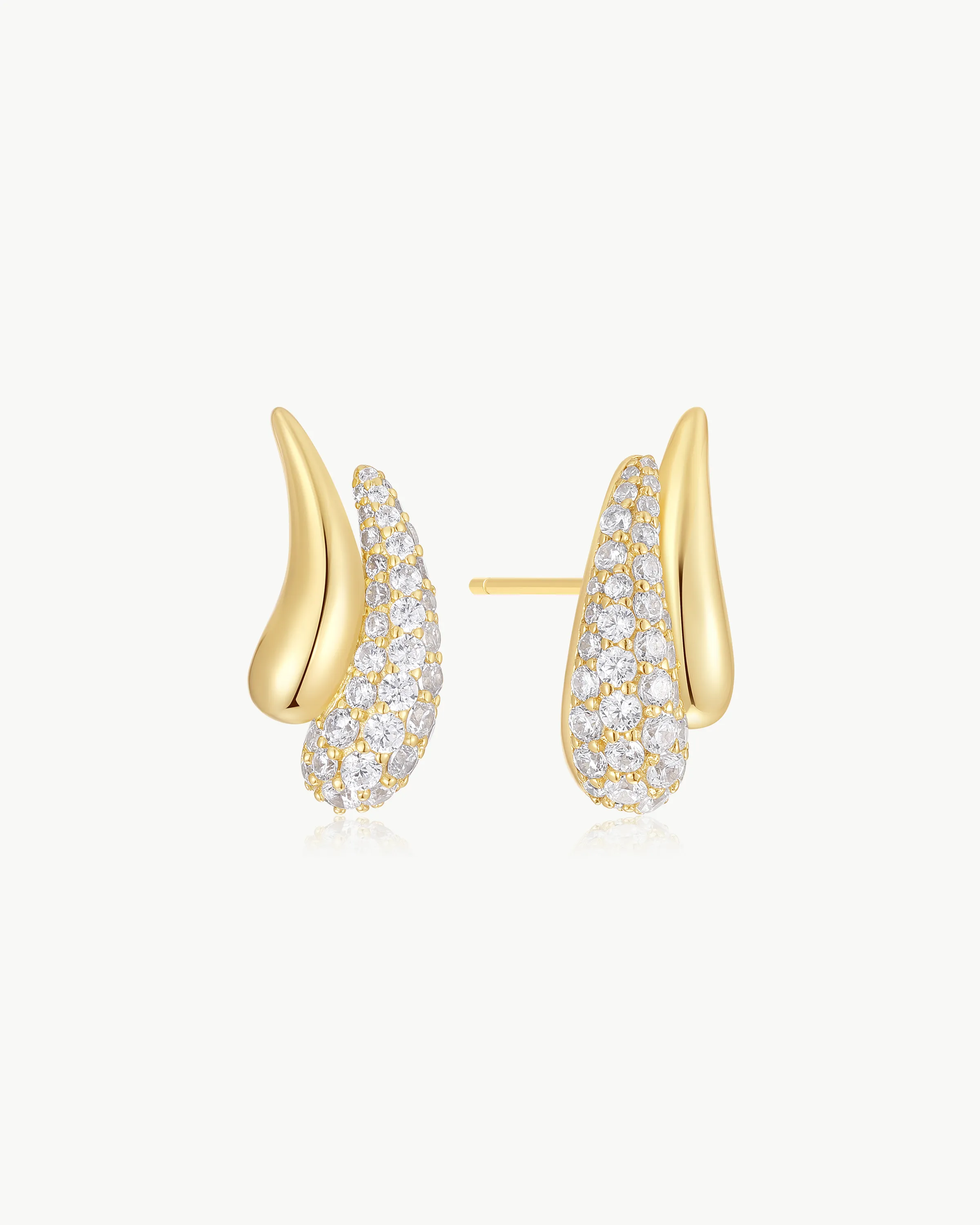 Ania Haie Gold Pave & Polished Teardrop Duet Stud Earrings