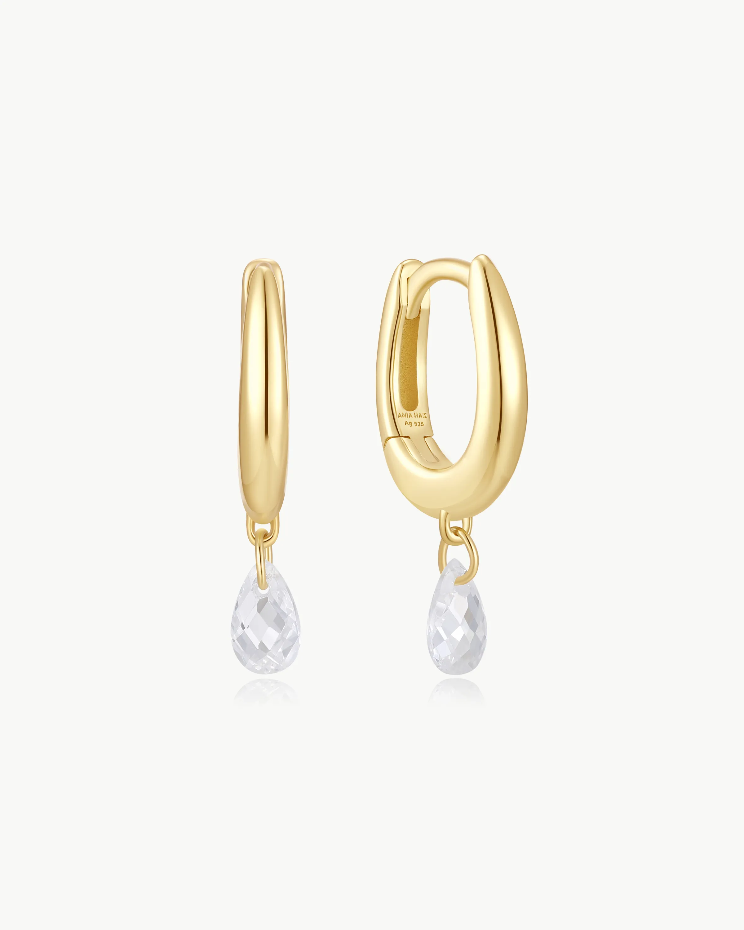 Ania Haie Silver Teardrop Dangle Huggie Hoop Earrings 