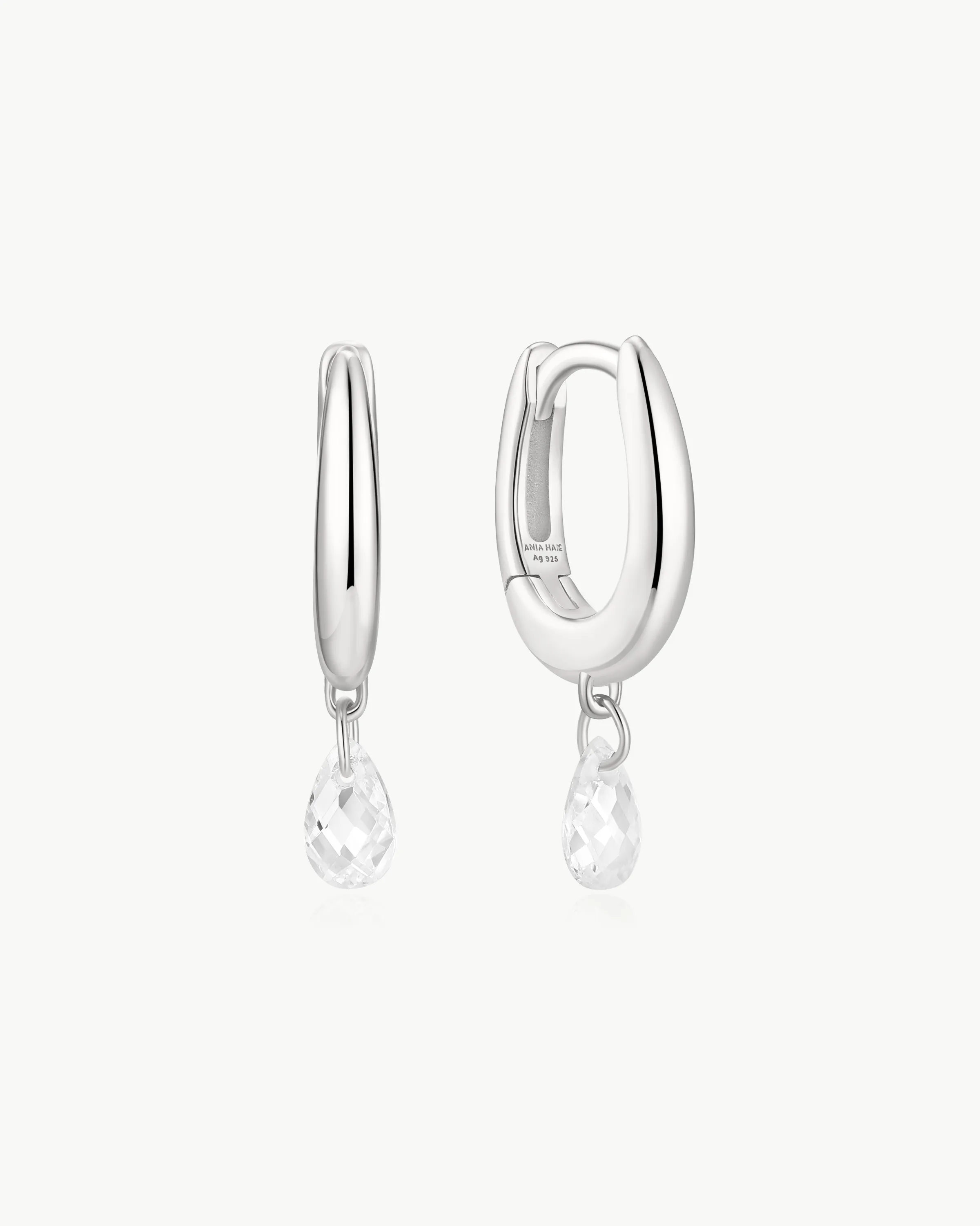 Ania Haie Silver Teardrop Dangle Huggie Hoop Earrings 