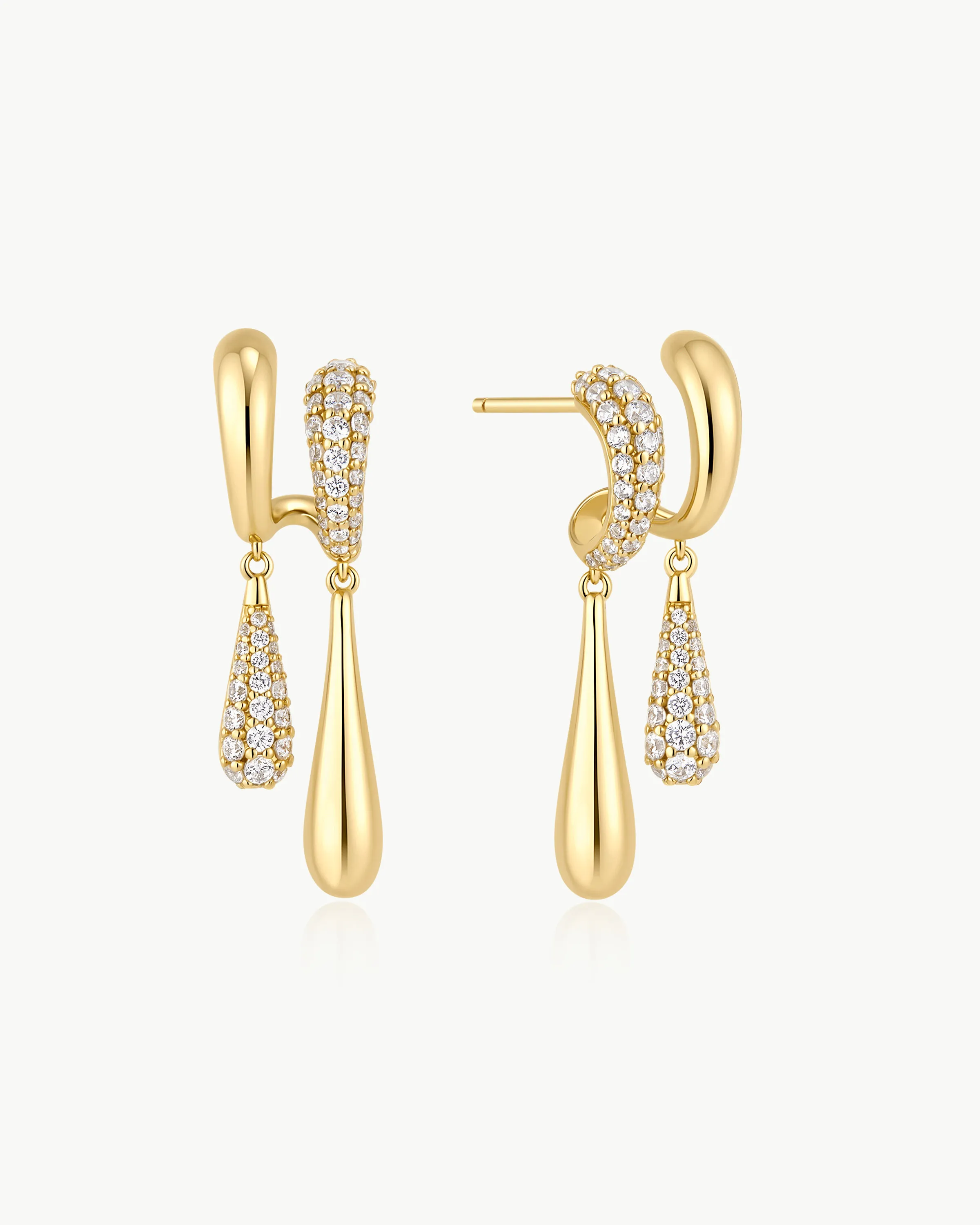 Ania Haie Gold Spiral Contrast Teardrop Dangle Stud Earrings
