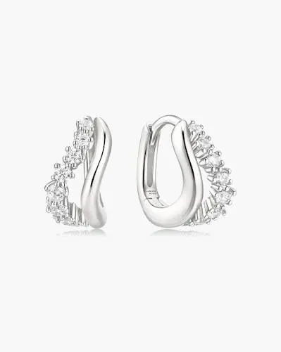 Ania Haie Silver Duet Wave Huggie Hoop Earrings