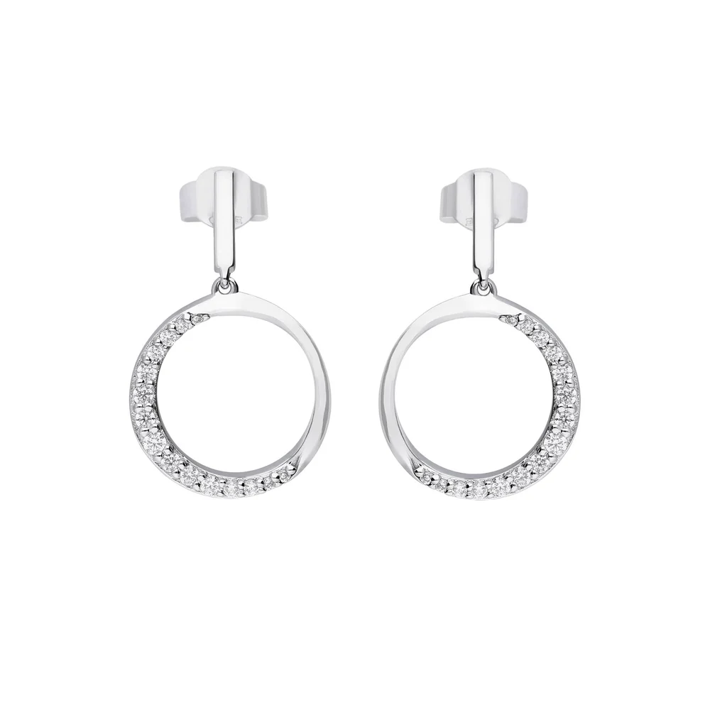 Diamonfire Sterling Silver Half Pave Open Circle Cz Earrings