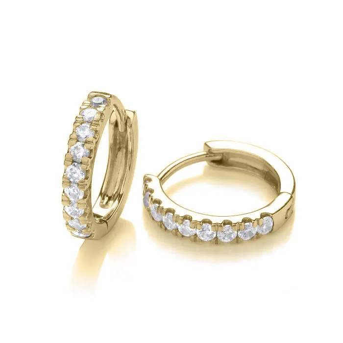 9ct Yellow Gold Natural Diamond Hoop Earrings 23503