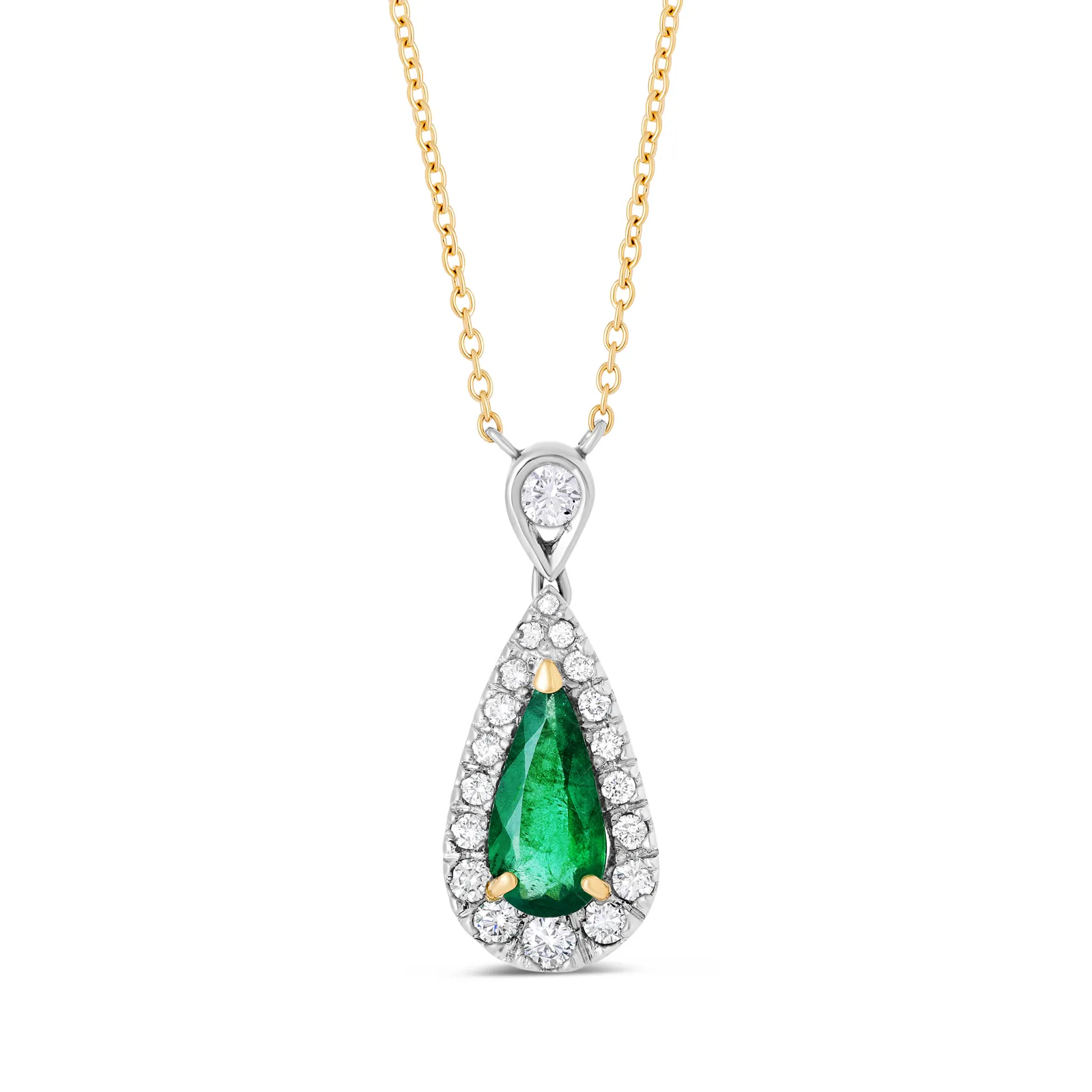 18ct And Platinum Pear Shape Emerald And Diamond Pendant From The Wehrly Bros 1875 Collection