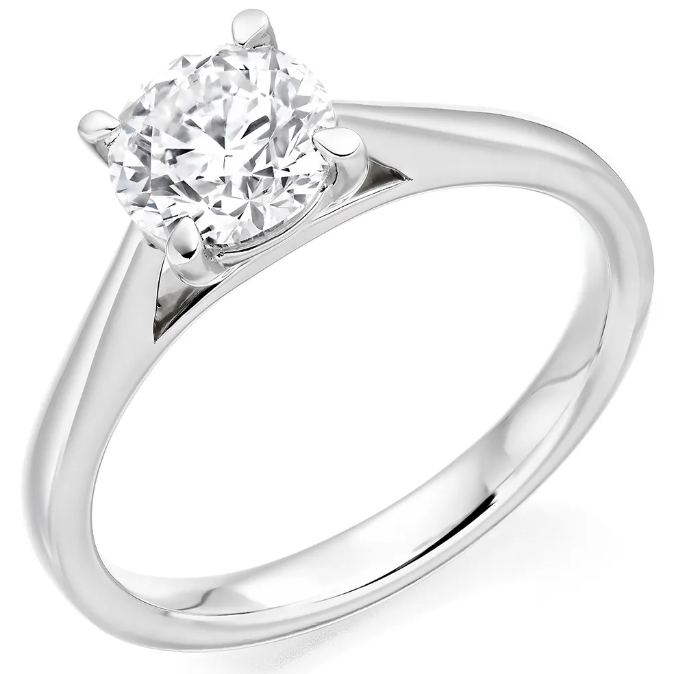 Platinum Round Brilliant Cut 1ct Natural Diamond Solitaire Engagement Ring 22777