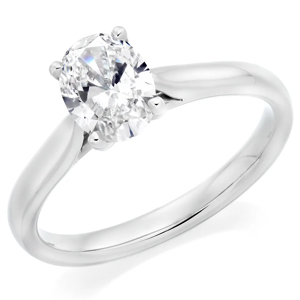 Platinum Oval Cut 1ct Natural Diamond Solitaire Engagement Ring 22776