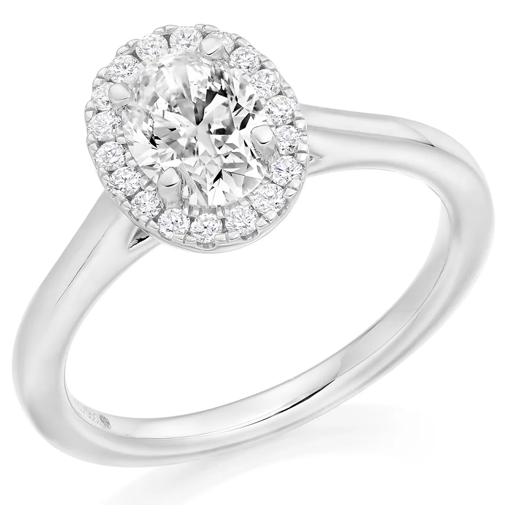 Platinum Natural Diamond Oval Cut Halo Style Engagement Ring 22775
