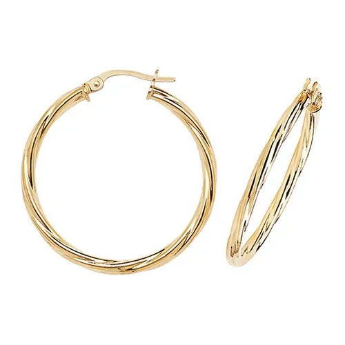 9ct Yellow Gold 25mm Hoop Earrings