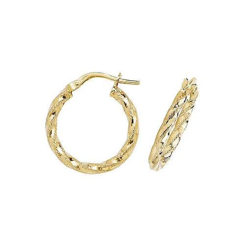 9ct Yellow Gold 15mm Dc Hoop Earrings 