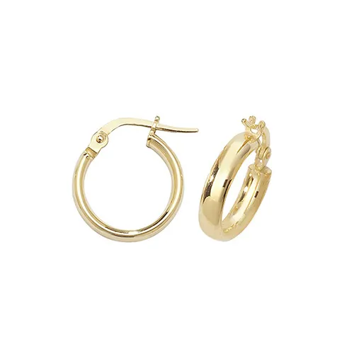 9ct Yellow Gold 10mm Hoop Earrings 
