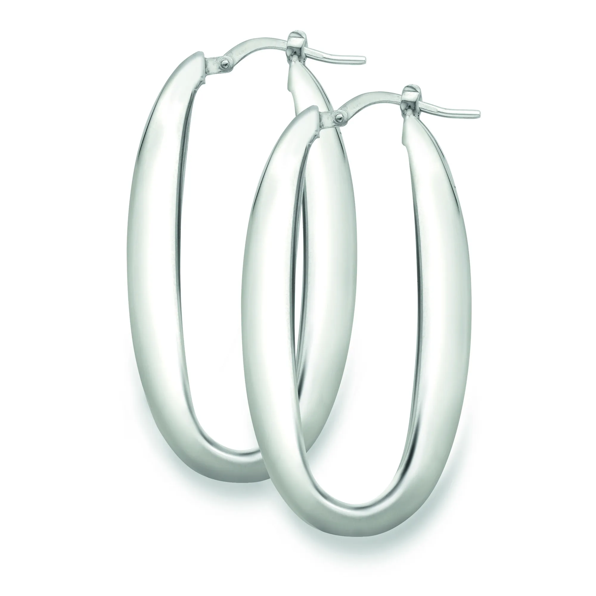 Sterling Silver Flat Oval Hoop Earrings