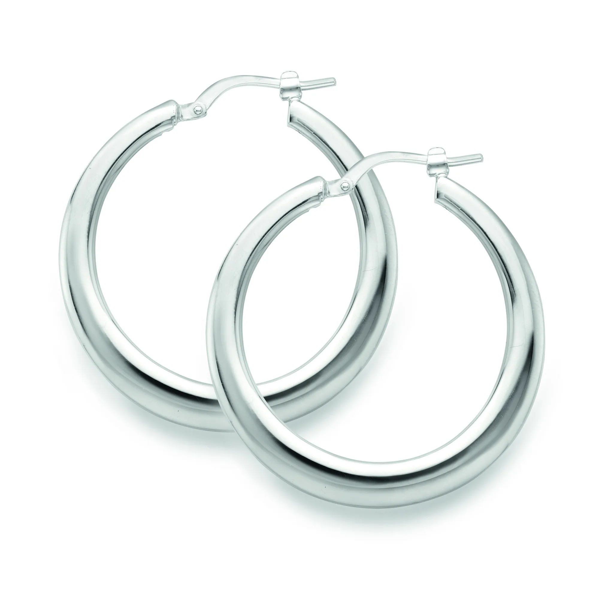 Sterling Silver Flat Round Hoop Earrings