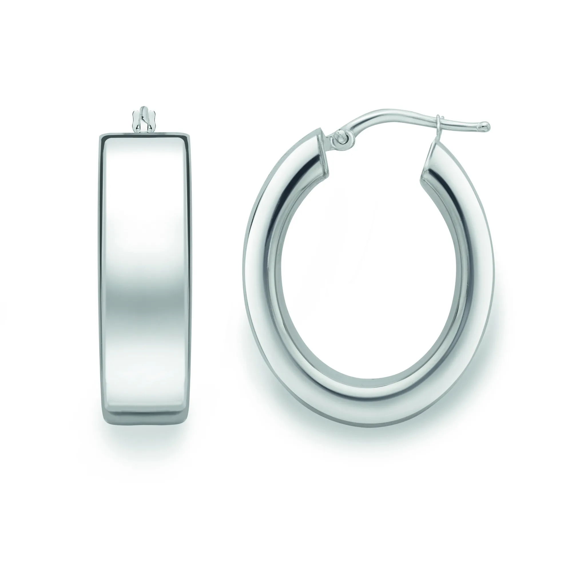 Sterling Silver Oval Hoop Earrings