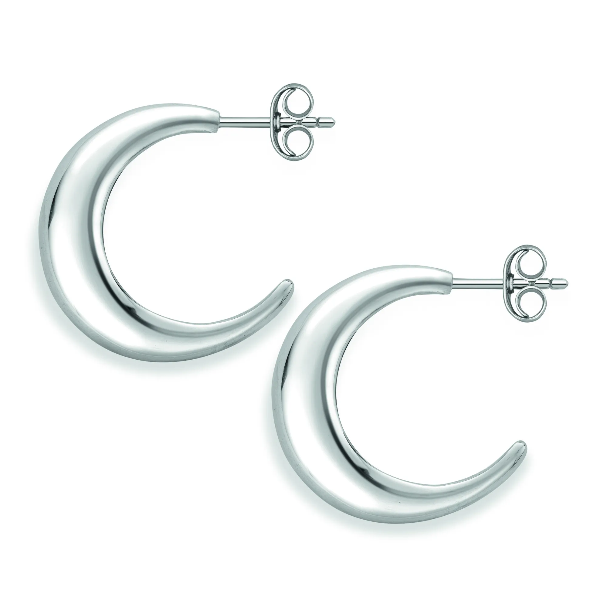 Sterling Silver Half Hoop Stud Earrings