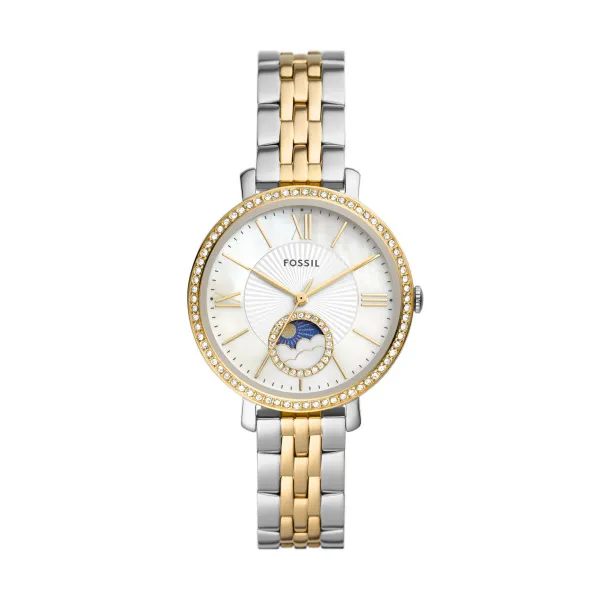 Fossil Ladies Two Tone Moonphase Dial Watch Es5166