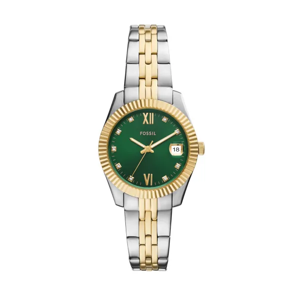 Fossil Two Tone Green Dial Ladies Watch Es5388