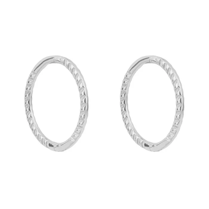 9ct White Gold Rope Huggie Earrings