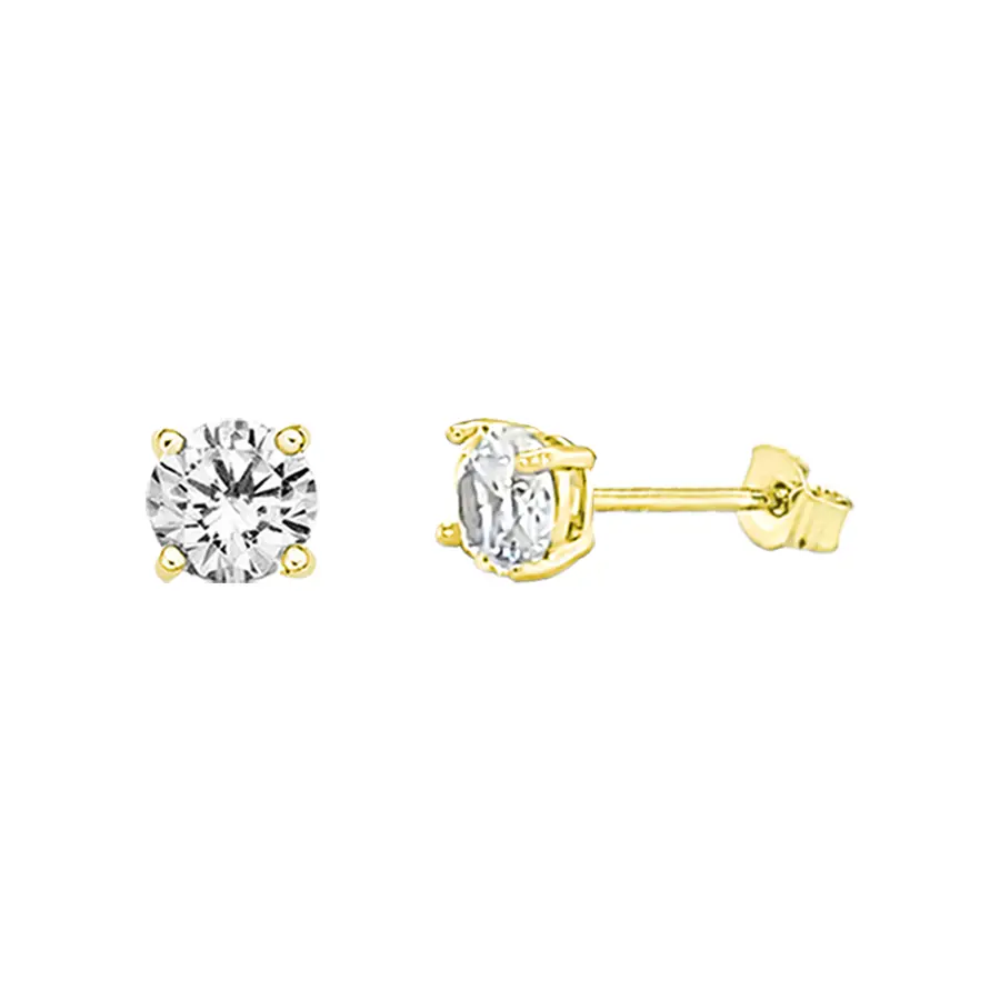 9ct 4mm Yellow Gold Cz Earrings