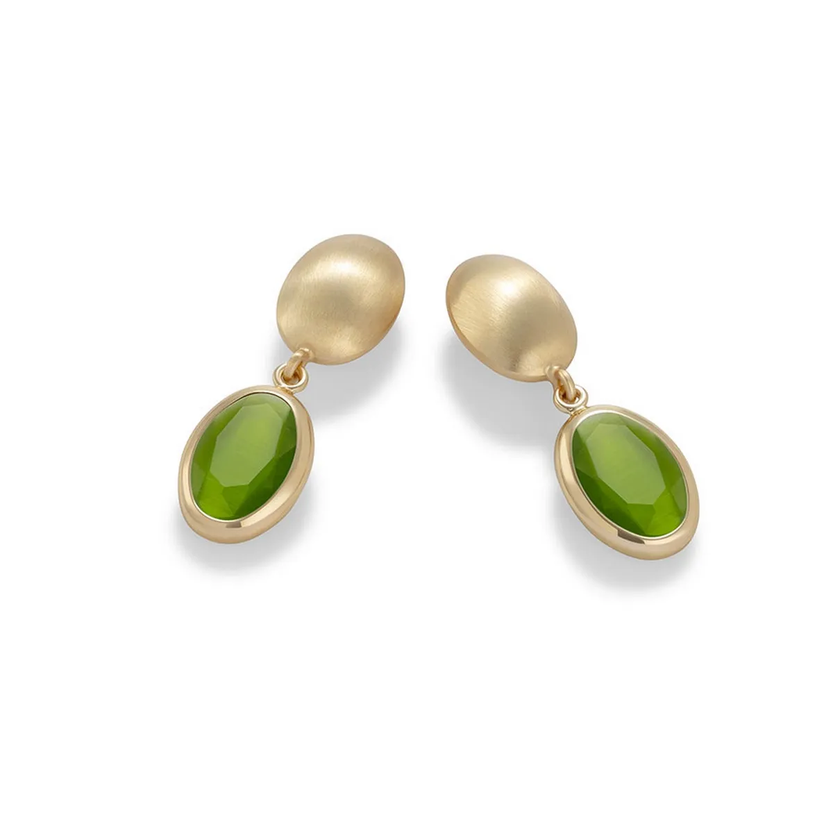 Aquaforte Caramelle Ovali Pendant Earrings With Cat's Eye Green Faceted Venitian Glass