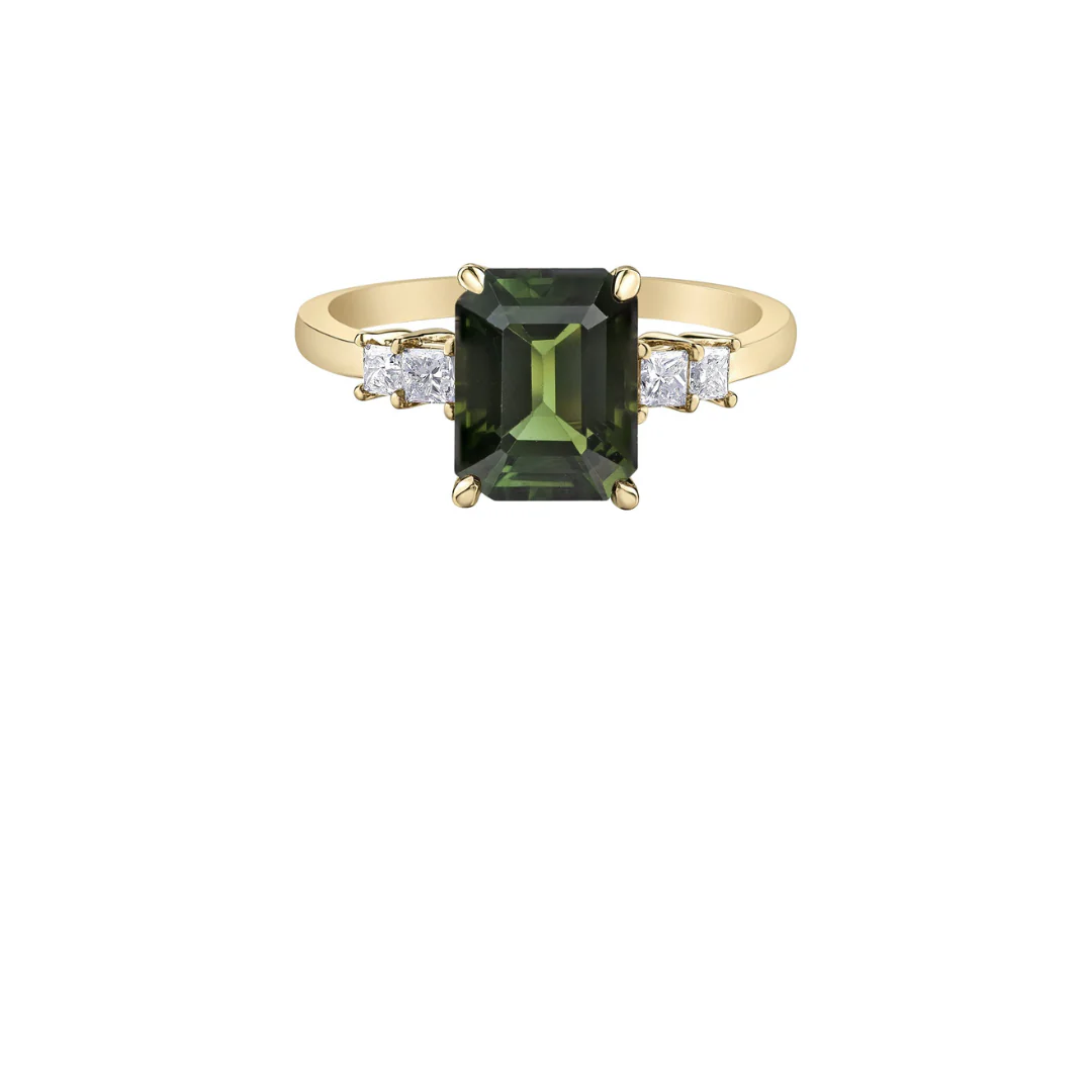 18ct Yellow Gold Green Tourmaline & Diamond 15210