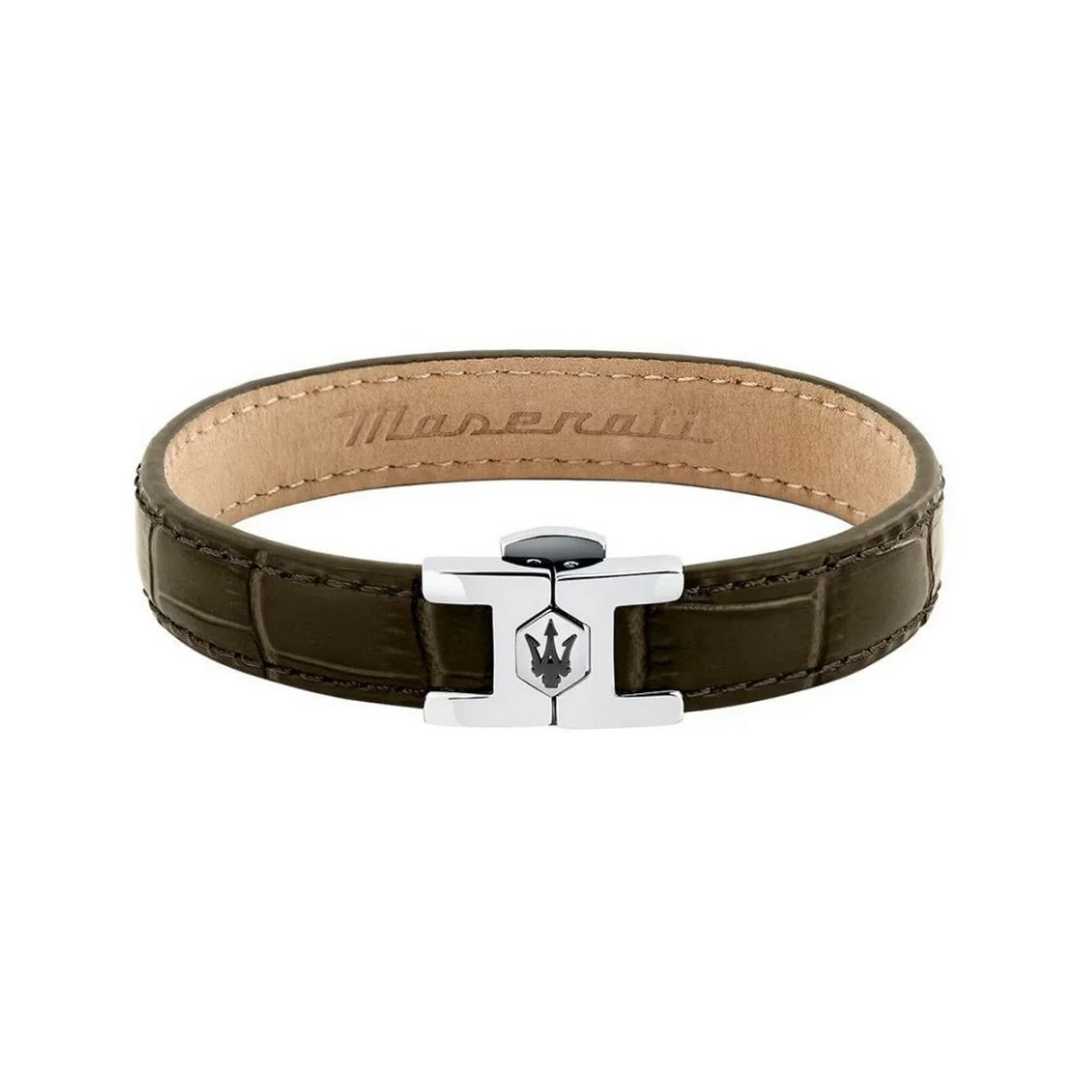 Maserati Jewels Leather Stainless Steel Bracelet Dg Leather Jm2269la03