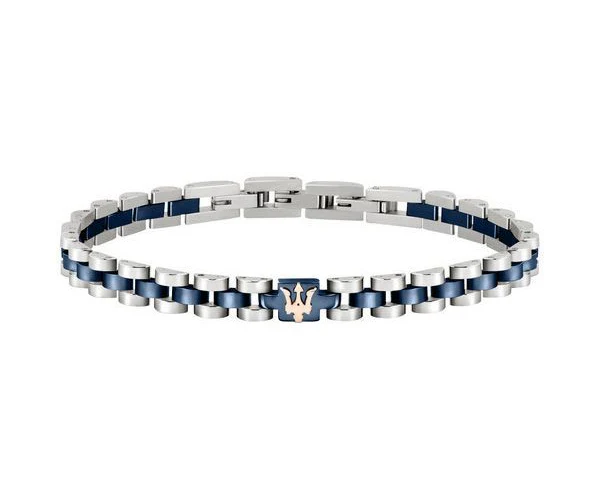 Maserati Jewels Silver Blue Rose Bracelet 210mm Jewellery Buckle