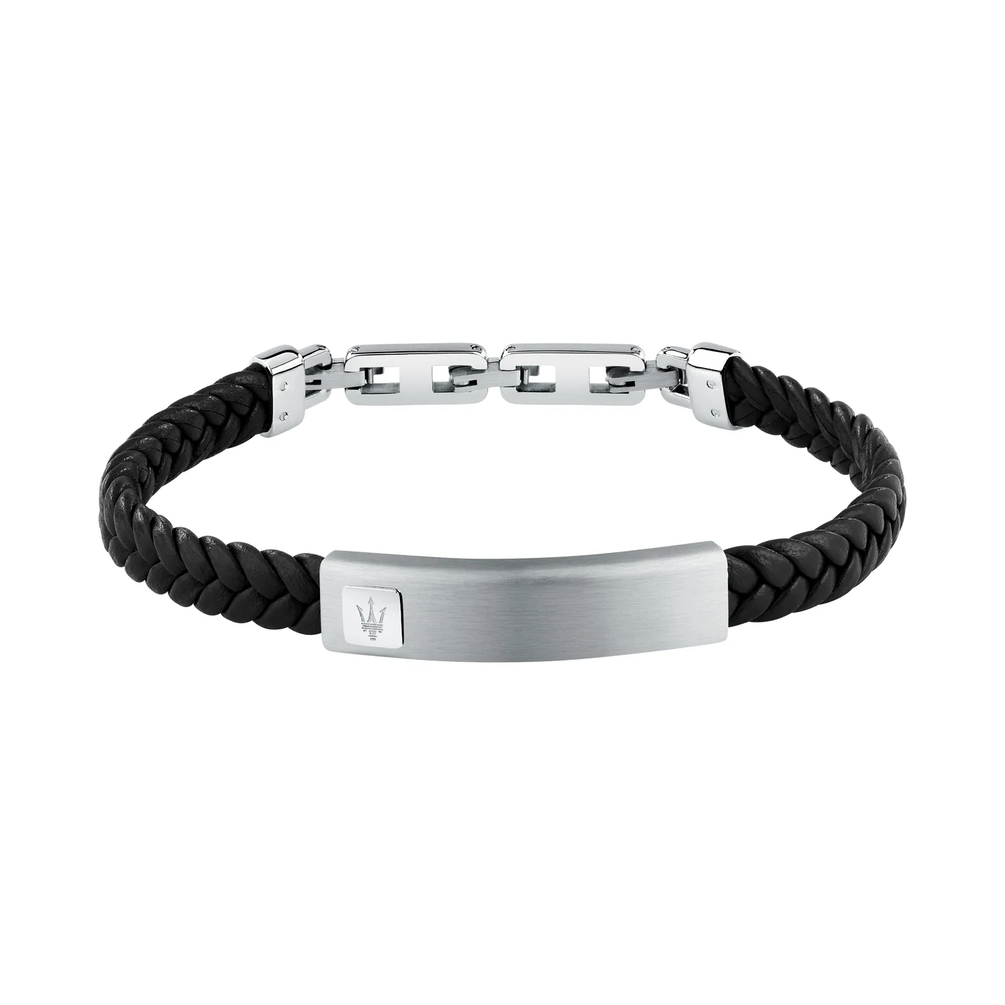 Maserati Jewels Stainless Steel Recycled Leather Black Bracelet Jm525ave34