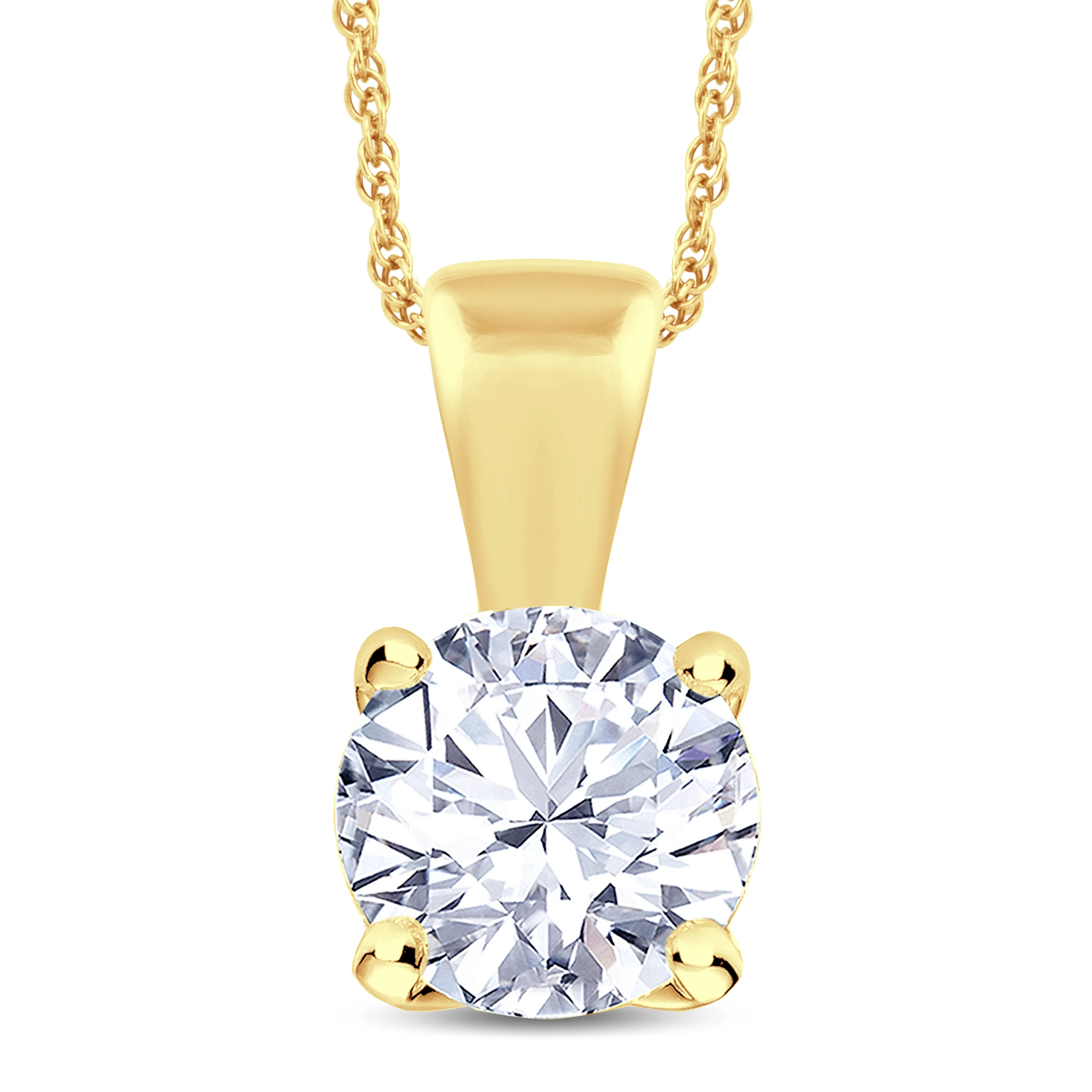 18ct Yellow Gold Round Lab Grown Diamond Pendant .50ct