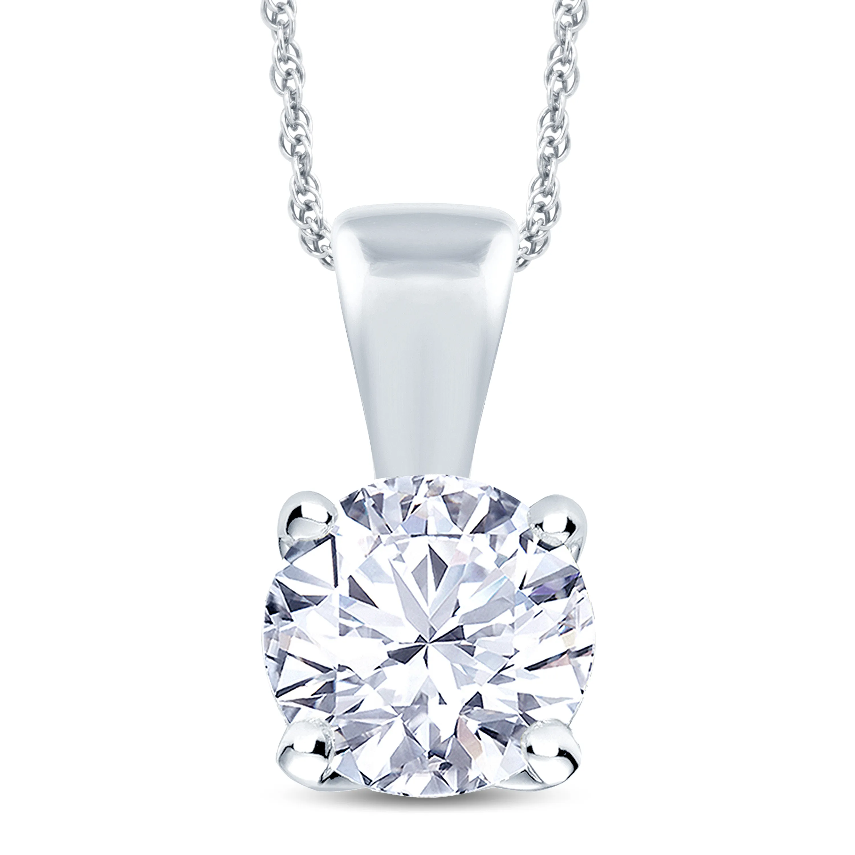 18ct White Gold Round Four Claw Tulip Lab Grown Diamond Solitaire Pendant .50ct