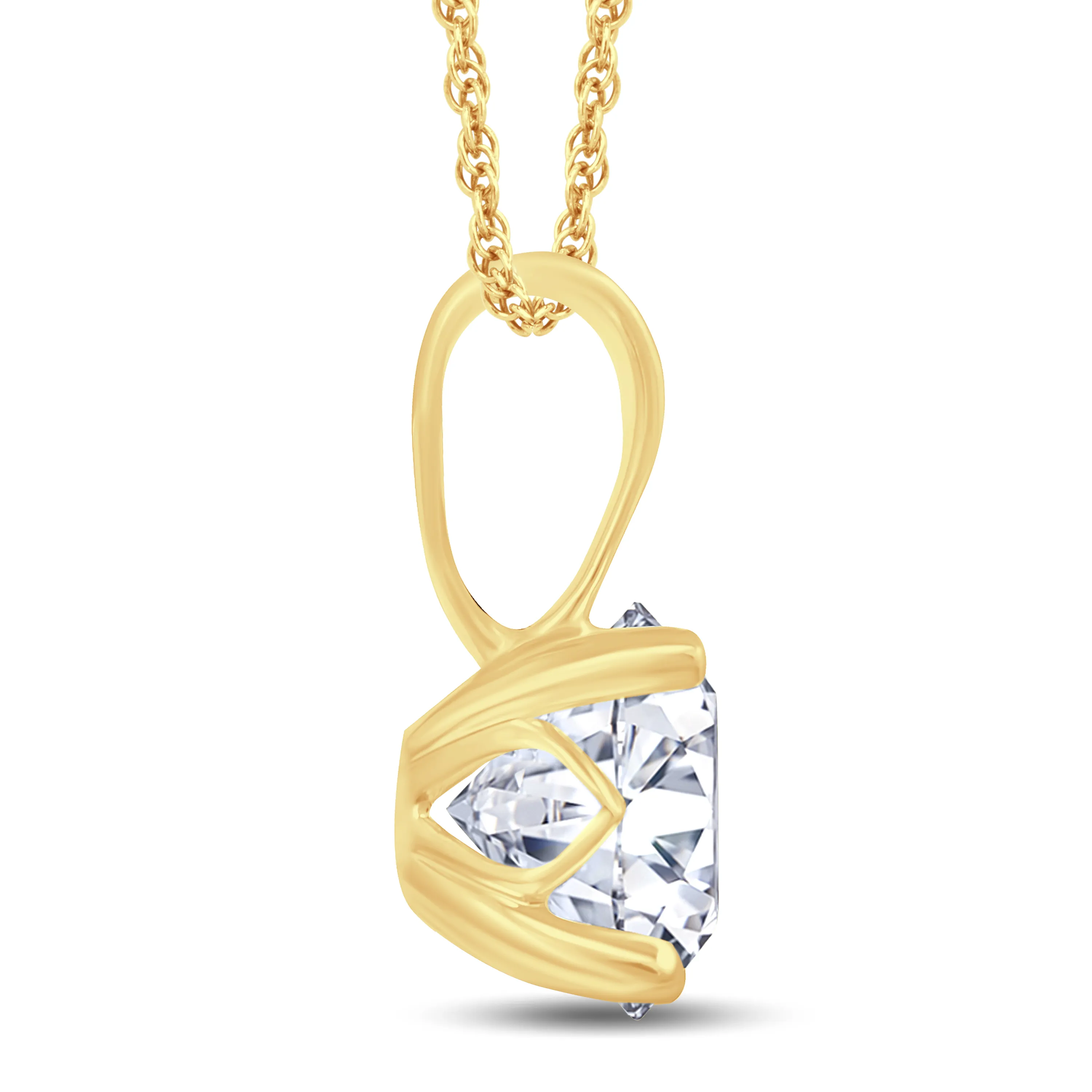18ct Yellow Gold Round Lab Grown Diamond Pendant .50ct