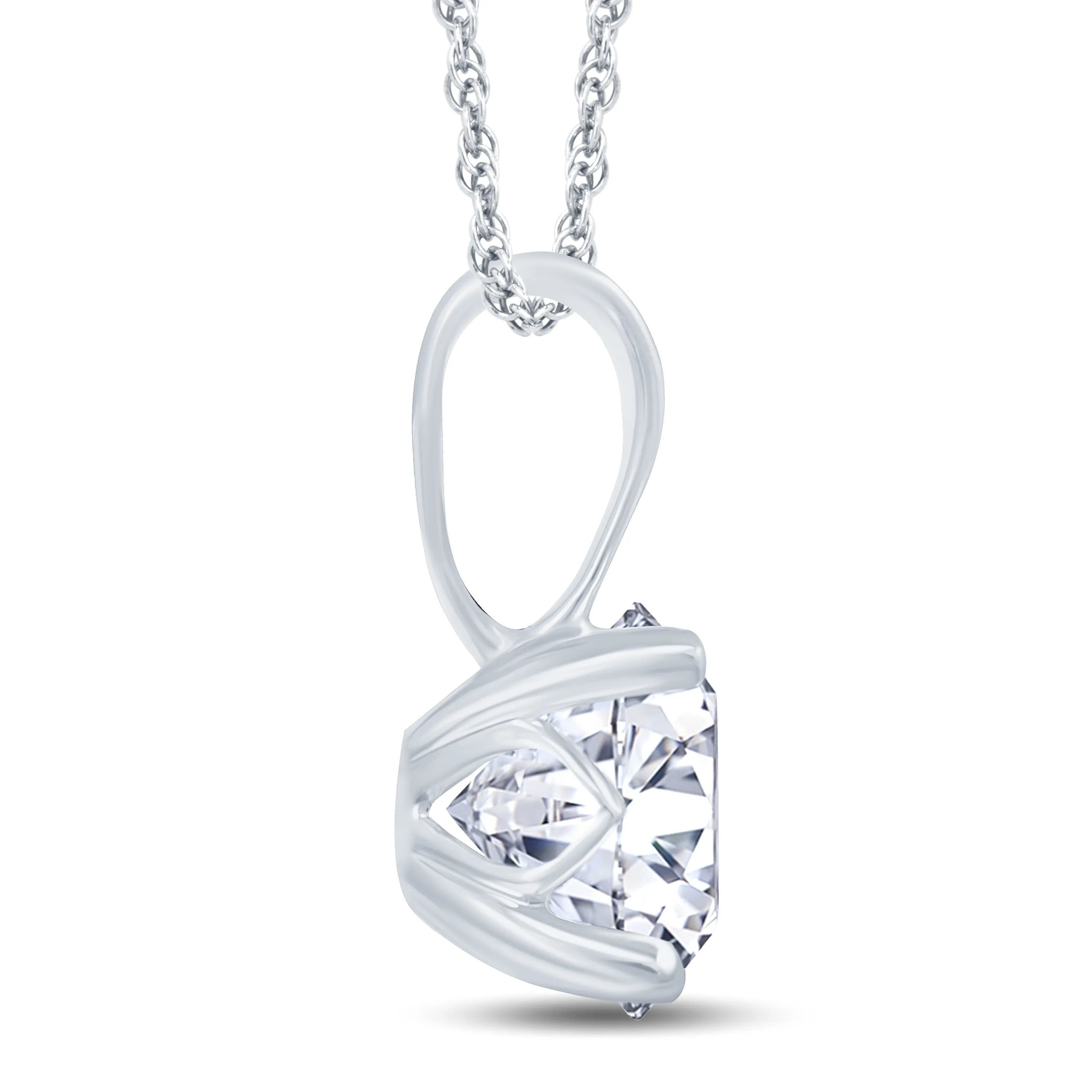 18ct White Gold Lab Grown Diamond Solitaire Pendant 1ct