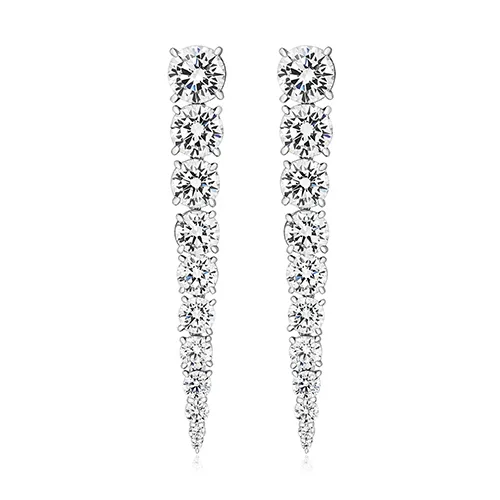 Sterling Silver Talon Claw Set Long Drop Earrings