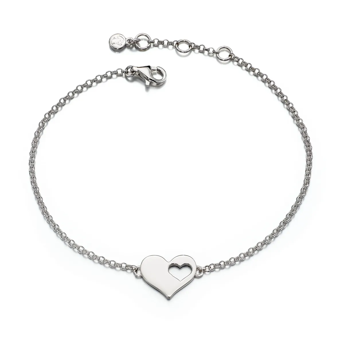 Sterling Silver Poppy  Adults Cut Out Heart Bracelet