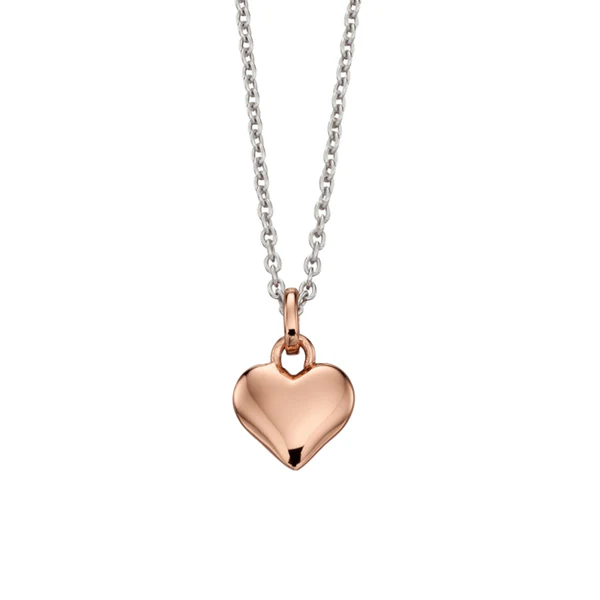 Little Star Sterling Silver Skyler Rose Gold Plated Small Heart Pendant And Chain